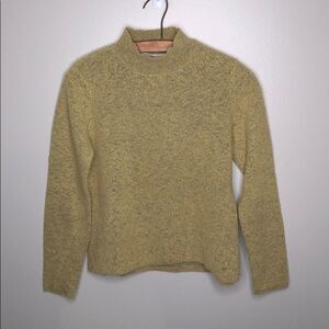Jacques Vert Yellow Green Tweed Mock Neck Sweater